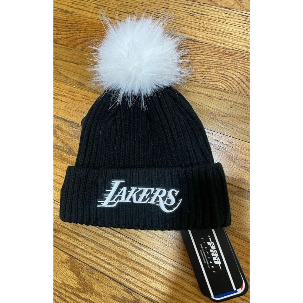 Pro Standard Women’s LA Lakers Pearl Beanie Black White Pom Pom NBA NEW